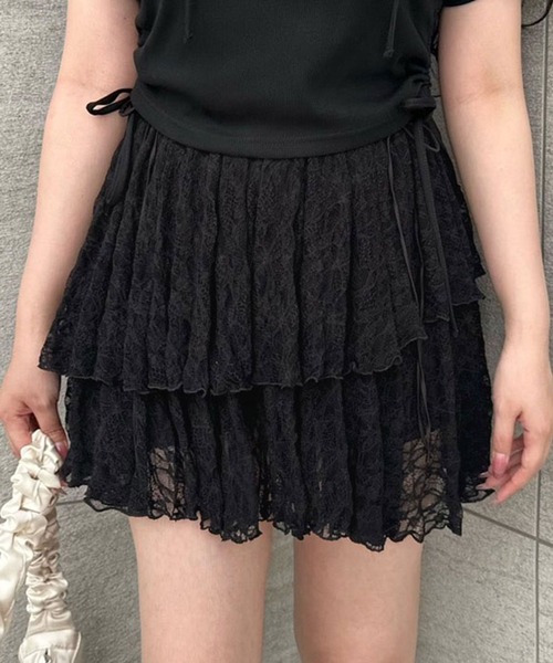 OLIVE des OLIVE（オリーブデオリーブ）の「レースティアードミニスカート 1042010010（スカート・レディース・オフホワイト/サックスブルー/ブラック・FREE）」の14枚目の写真