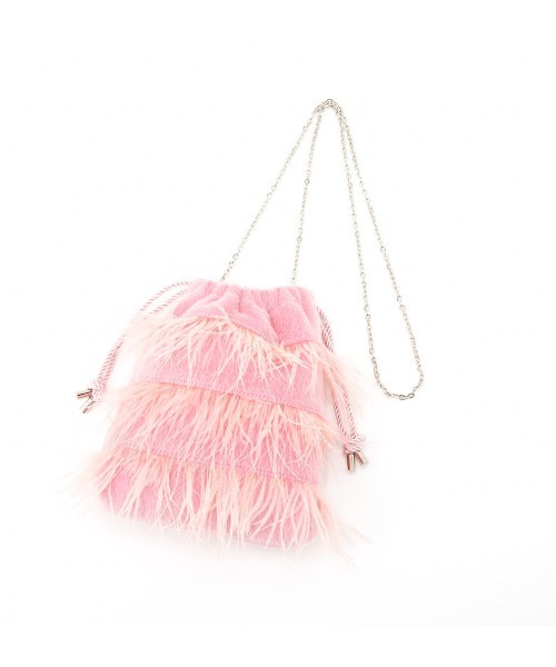 Casselini（キャセリーニ）の「Casselini(キャセリーニ)フラッフィーフェザー巾着（ショルダーバッグ・レディース・グレー/ブラック/ピンク・FREE）」の10枚目の写真