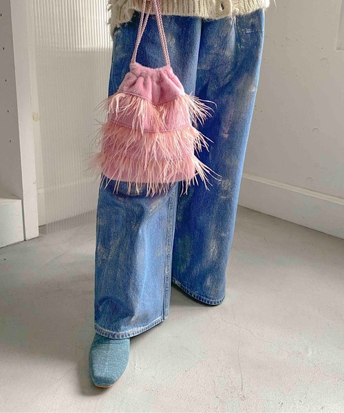 Casselini（キャセリーニ）の「Casselini(キャセリーニ)フラッフィーフェザー巾着（ショルダーバッグ・レディース・グレー/ブラック/ピンク・FREE）」の17枚目の写真