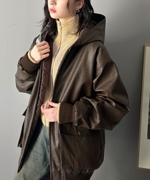 Java（ジャバ）の「《Javaジャバコラボ》ヴィンテージ感が映える。フェイクレザーフーディーブルゾン（ブルゾン）」