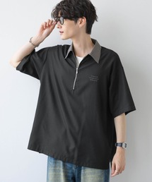 RAGEBLUE | 襟切り替え/ハーフジップ/ワンポイント刺繍オーバーサイズシャツ(シャツ/ブラウス)