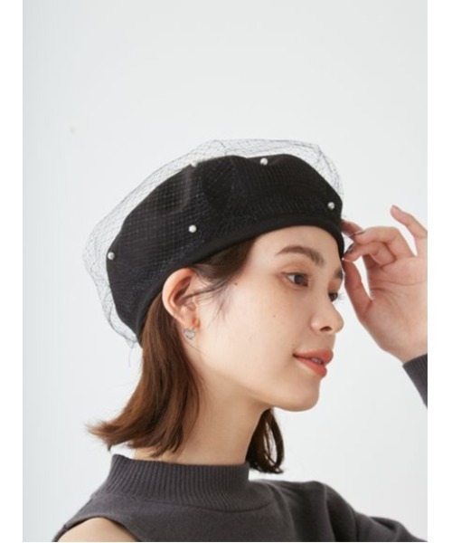 SNIDEL スナイデル パールチュールベレー ベレー帽 パール チュール 帽子 SNIDEL（スナイデル）の「パールチュールベレー（ハンチング