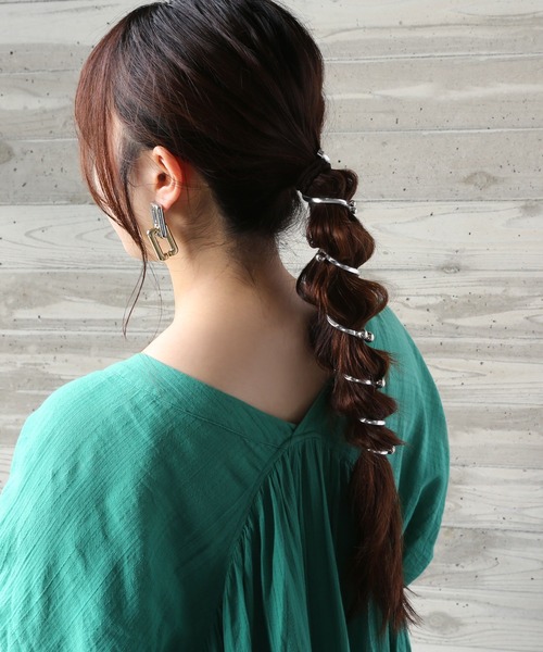 ヘアアクセサリー mikasu ヘアー バレッタ 天然石 クリスタル 水晶 ゴールド クリア 氷