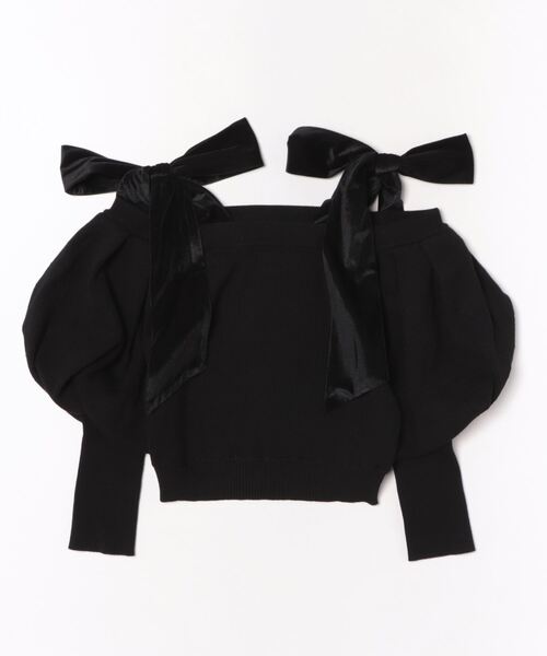 LILY BROWN（リリーブラウン）の「ショルダーリボンオフショルニットトップス（ニット/セーター・レディース・アイボリー/ライトブルー/ブラック・FREE）」の22枚目の写真