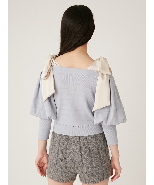 LILY BROWN（リリーブラウン）の「ショルダーリボンオフショルニットトップス（ニット/セーター・レディース・アイボリー/ライトブルー/ブラック・FREE）」の18枚目の写真