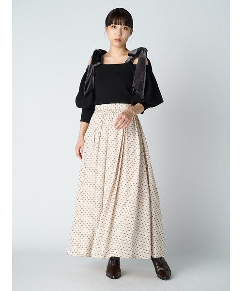 LILY BROWN（リリーブラウン）の「ショルダーリボンオフショルニットトップス（ニット/セーター・レディース・アイボリー/ライトブルー/ブラック・FREE）」の10枚目の写真