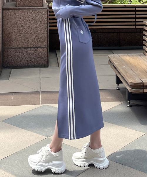 【セール】エンブレムロゴ刺繍配色ラインスリットタイトスカート（スカート）｜ROYAL PARTY（ロイヤルパーティー）