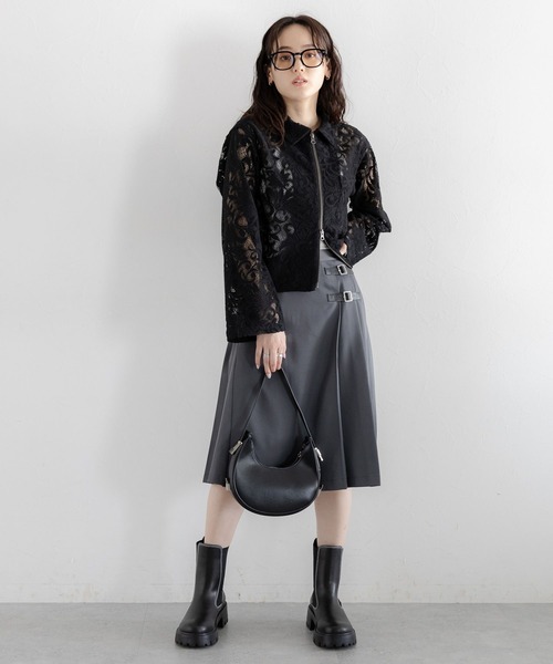 RAGEBLUE（レイジブルー）の「Wジップ/レースショートシャツ（シャツ/ブラウス・レディース・ホワイト/ブラック・FREE）」の6枚目の写真