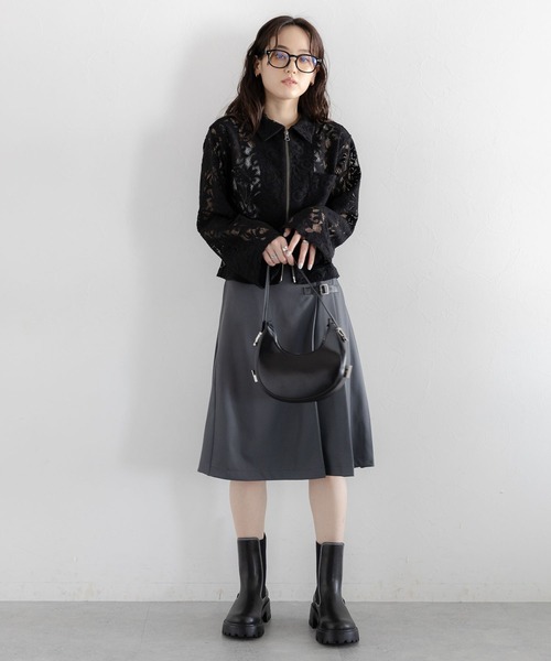 RAGEBLUE（レイジブルー）の「Wジップ/レースショートシャツ（シャツ/ブラウス・レディース・ホワイト/ブラック・FREE）」の5枚目の写真