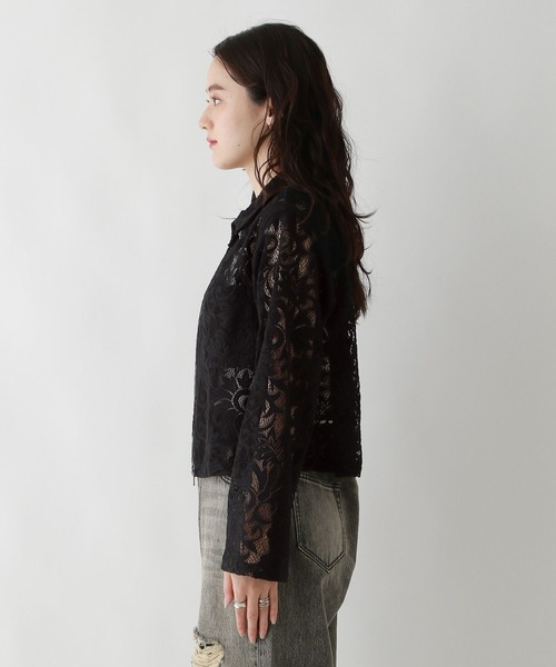 RAGEBLUE（レイジブルー）の「Wジップ/レースショートシャツ（シャツ/ブラウス・レディース・ホワイト/ブラック・FREE）」の3枚目の写真