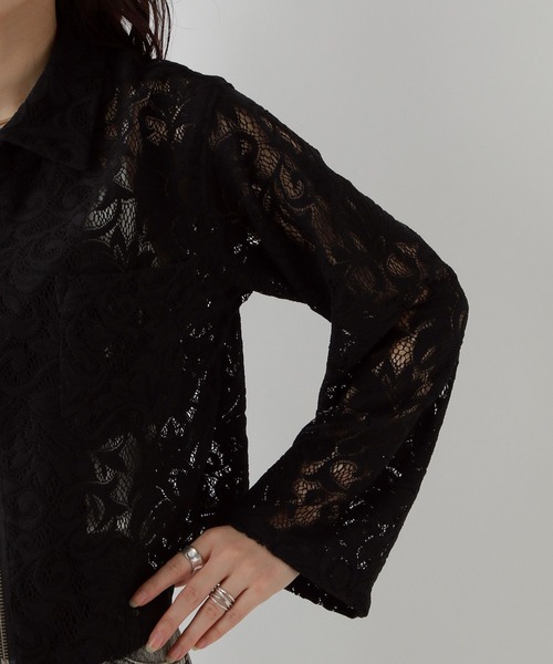 RAGEBLUE（レイジブルー）の「Wジップ/レースショートシャツ（シャツ/ブラウス・レディース・ホワイト/ブラック・FREE）」の17枚目の写真