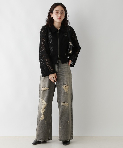 RAGEBLUE（レイジブルー）の「Wジップ/レースショートシャツ（シャツ/ブラウス・レディース・ホワイト/ブラック・FREE）」の12枚目の写真