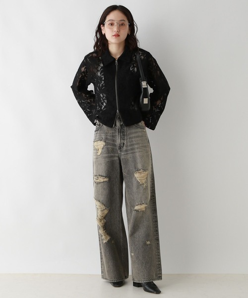 RAGEBLUE（レイジブルー）の「Wジップ/レースショートシャツ（シャツ/ブラウス・レディース・ホワイト/ブラック・FREE）」の11枚目の写真