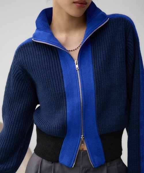moussy トラックジャケット　wジップ　ブルー セール】ニットトラックジャケット（ブルゾン）｜AZUL BY MOUSSY