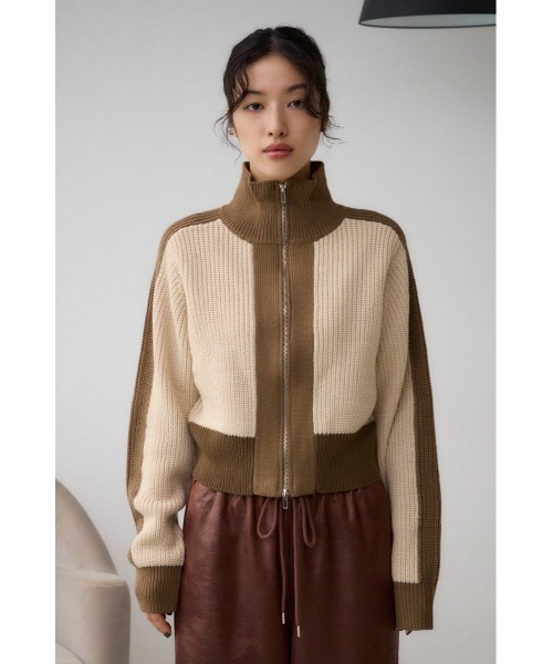 AZUL by moussy（アズールバイマウジー）の「ニットトラックジャケット（ブルゾン・レディース・アイボリー/グレー/ブルー・FREE）」の7枚目の写真