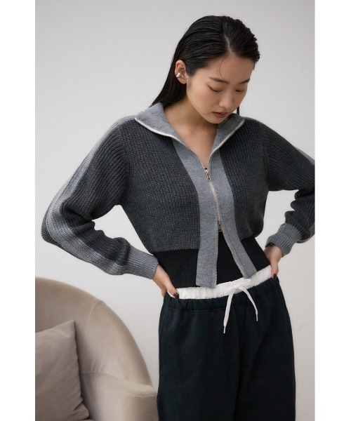 AZUL by moussy（アズールバイマウジー）の「ニットトラックジャケット（ブルゾン・レディース・アイボリー/グレー/ブルー・FREE）」の14枚目の写真