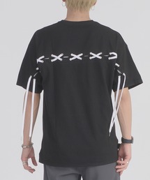 レースアップ」に該当するメンズのTシャツ/カットソー（ブラック/黒色