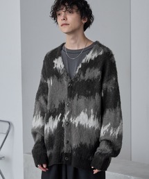 アブストラクトシャギーモヘアライク ルーズニットカーディガン