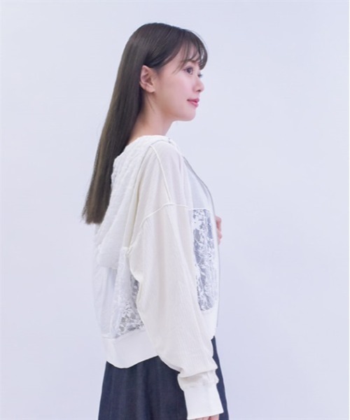 axes femme(アクシーズファム)の「パッチワークパーカー(パーカー・レディース・グレー/ブラック/ホワイト・FREE)」の11枚目の写真