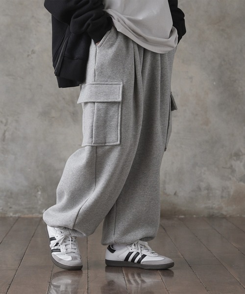 RUUBON】brushed lining sweat cargo pants / 裏起毛スウェット