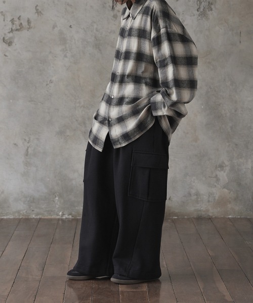 【RUUBON】裏起毛スウェットカーゴパンツ RUUBON】brushed lining sweat cargo pants / 裏起毛スウェット