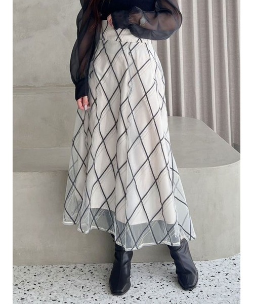 セール】モールチェックミモレ丈スカート（スカート）｜MERCURYDUO