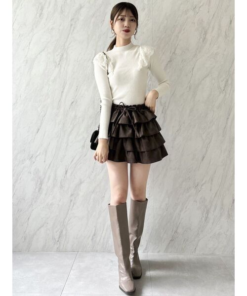 dazzlin（ダズリン）の「バックオープンフリルニットプルオーバー（ニット/セーター・レディース・ブラック/オフホワイト/グレー/ピンク・FREE）」の22枚目の写真