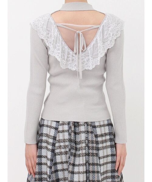 dazzlin（ダズリン）の「バックオープンフリルニットプルオーバー（ニット/セーター・レディース・ブラック/オフホワイト/グレー/ピンク・FREE）」の6枚目の写真