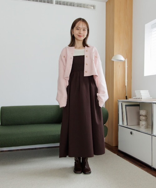 flower（フラワー）の「ベイビーツイードジャケット（ノーカラージャケット・レディース・ホワイト/ピンク・FREE）」の16枚目の写真