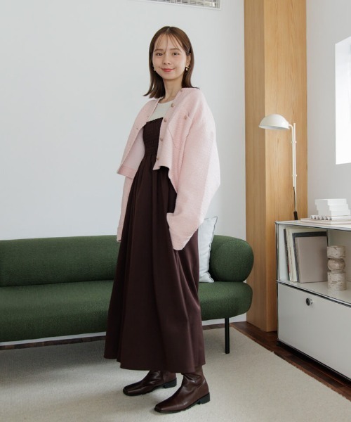 flower（フラワー）の「ベイビーツイードジャケット（ノーカラージャケット・レディース・ホワイト/ピンク・FREE）」の17枚目の写真