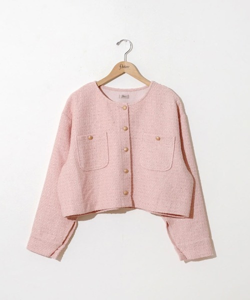 flower（フラワー）の「ベイビーツイードジャケット（ノーカラージャケット・レディース・ホワイト/ピンク・FREE）」の20枚目の写真