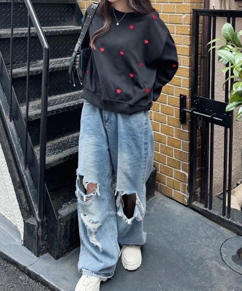 nemne store(ネンネストア)の「《Delfy》ハートポンチスウェット(スウェット・レディース・ブラック/ブラウン/グレー・フリー)」の5枚目の写真