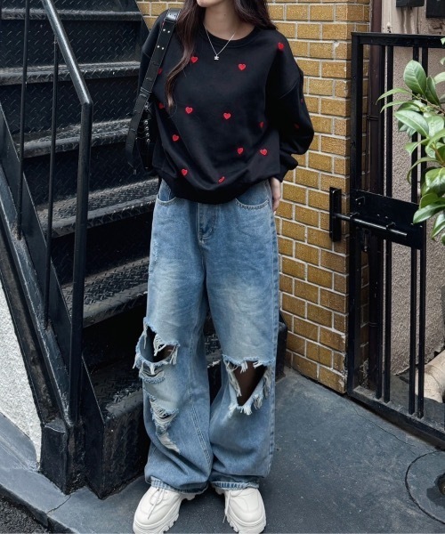 nemne store(ネンネストア)の「《Delfy》ハートポンチスウェット(スウェット・レディース・ブラック/ブラウン/グレー・フリー)」の6枚目の写真