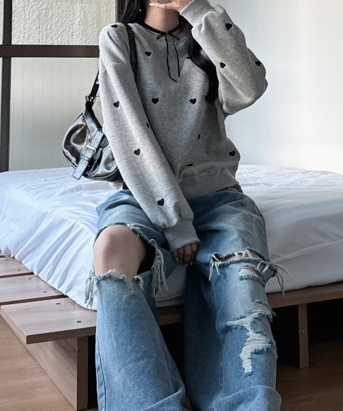 nemne store(ネンネストア)の「《Delfy》ハートポンチスウェット(スウェット・レディース・ブラック/ブラウン/グレー・フリー)」の11枚目の写真
