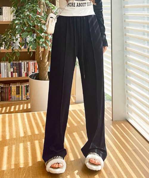 Dewlily(デューリリー)の「プレス加工スウェットパンツ(スウェットパンツ・レディース・ブラック/グレー・XL/L/M)」の3枚目の写真
