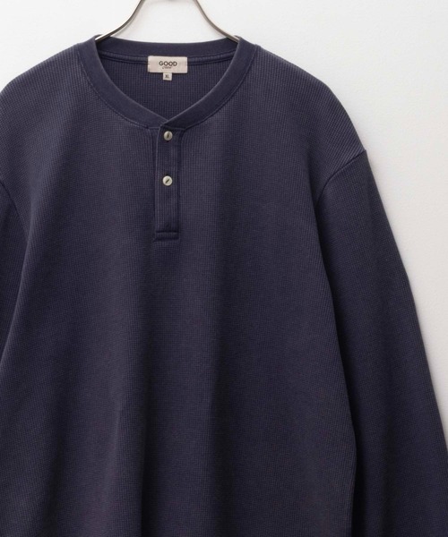 Mac-House(マックハウス)の「GOODCREW ワッフルヘンリーロングスリーブT(Tシャツ/カットソー・メンズ・ブラック/グレー/ネイビー・M/L/XL)」の3枚目の写真