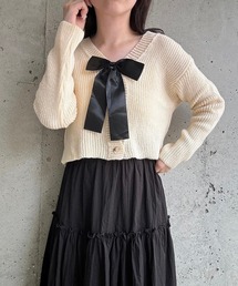 merrylatte | リボン付け外し可！ビッグリボンニットカーディガン(ニット/セーター)