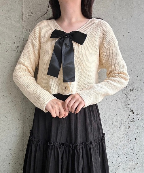 新作新品タグ付き　Mystrada♡リボンボートニット mystrada リボンボートニット ライトグレー 38サイズ - メルカリ