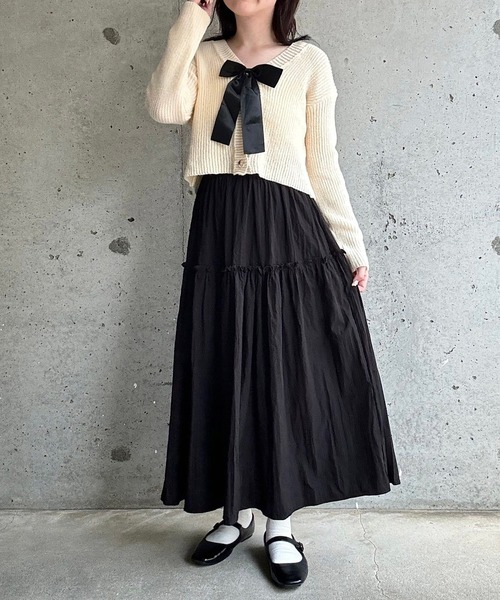 merrylatte(メリーラテ)の「リボン付け外し可!ビッグリボンニットカーディガン(ニット/セーター・レディース・アイボリー・FREE)」の6枚目の写真