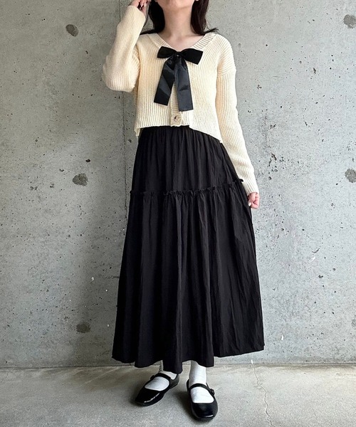 merrylatte(メリーラテ)の「リボン付け外し可!ビッグリボンニットカーディガン(ニット/セーター・レディース・アイボリー・FREE)」の7枚目の写真