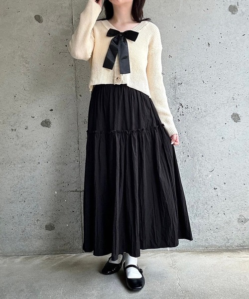 merrylatte(メリーラテ)の「リボン付け外し可!ビッグリボンニットカーディガン(ニット/セーター・レディース・アイボリー・FREE)」の8枚目の写真