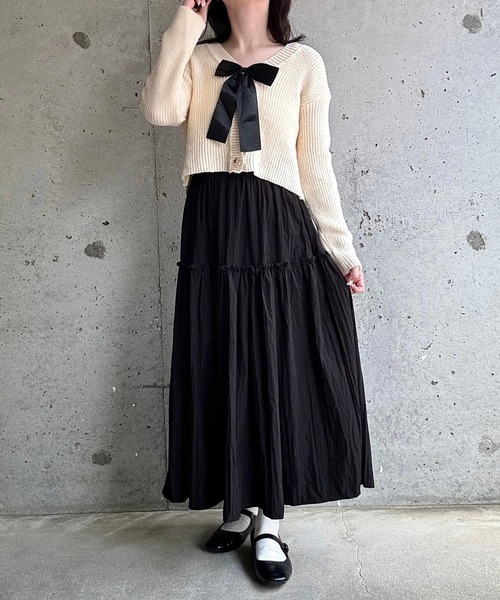 merrylatte(メリーラテ)の「リボン付け外し可!ビッグリボンニットカーディガン(ニット/セーター・レディース・アイボリー・FREE)」の9枚目の写真