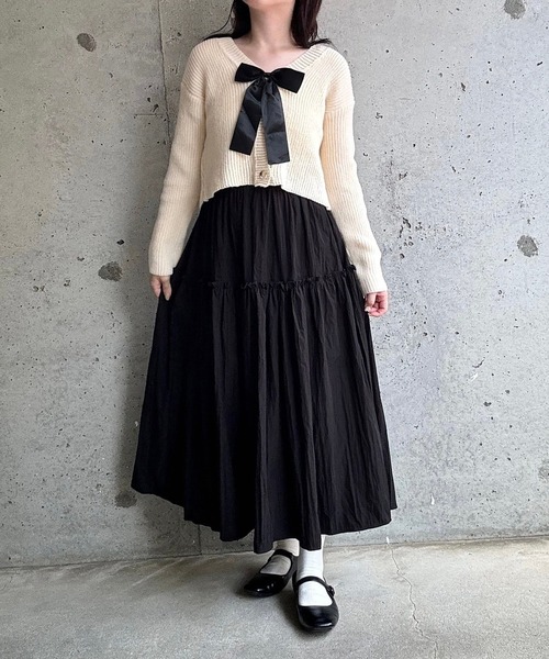 merrylatte(メリーラテ)の「リボン付け外し可!ビッグリボンニットカーディガン(ニット/セーター・レディース・アイボリー・FREE)」の11枚目の写真