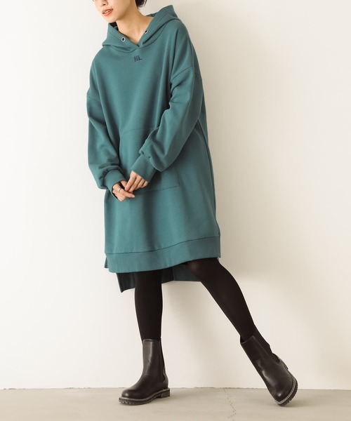 n'OrLABEL（ノアールレーベル）の「『裏起毛フードワンピース』（ワンピース・レディース・ブラック/ブルーグリーン/アイボリー・FREE）」の3枚目の写真