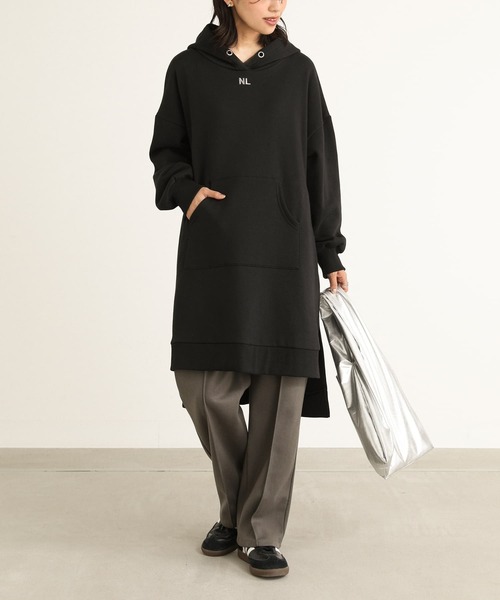 n'OrLABEL（ノアールレーベル）の「『裏起毛フードワンピース』（ワンピース・レディース・ブラック/ブルーグリーン/アイボリー・FREE）」の5枚目の写真