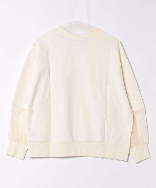 m.f.editorial（エムエフエディトリアル）の「【袖シアー切替】m.f.エディトリアル レディース クルーネック 長袖プルオーバー（Tシャツ/カットソー・レディース・ベージュ/ブラック/アイボリー・LARGE/MEDIUM）」の4枚目の写真