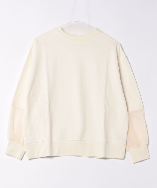 m.f.editorial（エムエフエディトリアル）の「【袖シアー切替】m.f.エディトリアル レディース クルーネック 長袖プルオーバー（Tシャツ/カットソー・レディース・ベージュ/ブラック/アイボリー・LARGE/MEDIUM）」の16枚目の写真