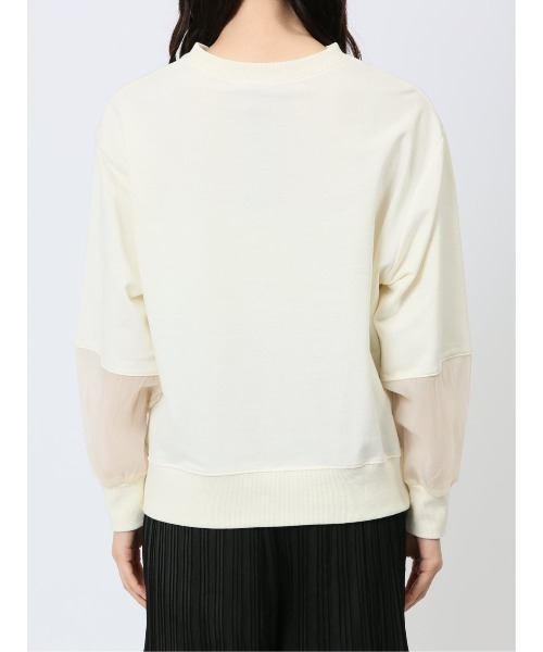 m.f.editorial（エムエフエディトリアル）の「【袖シアー切替】m.f.エディトリアル レディース クルーネック 長袖プルオーバー（Tシャツ/カットソー・レディース・ベージュ/ブラック/アイボリー・LARGE/MEDIUM）」の22枚目の写真
