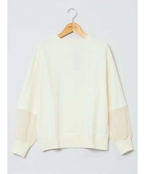 m.f.editorial（エムエフエディトリアル）の「【袖シアー切替】m.f.エディトリアル レディース クルーネック 長袖プルオーバー（Tシャツ/カットソー・レディース・ベージュ/ブラック/アイボリー・LARGE/MEDIUM）」の17枚目の写真