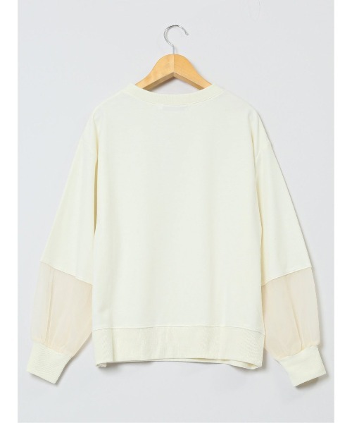 m.f.editorial（エムエフエディトリアル）の「【袖シアー切替】m.f.エディトリアル レディース クルーネック 長袖プルオーバー（Tシャツ/カットソー・レディース・ベージュ/ブラック/アイボリー・LARGE/MEDIUM）」の18枚目の写真